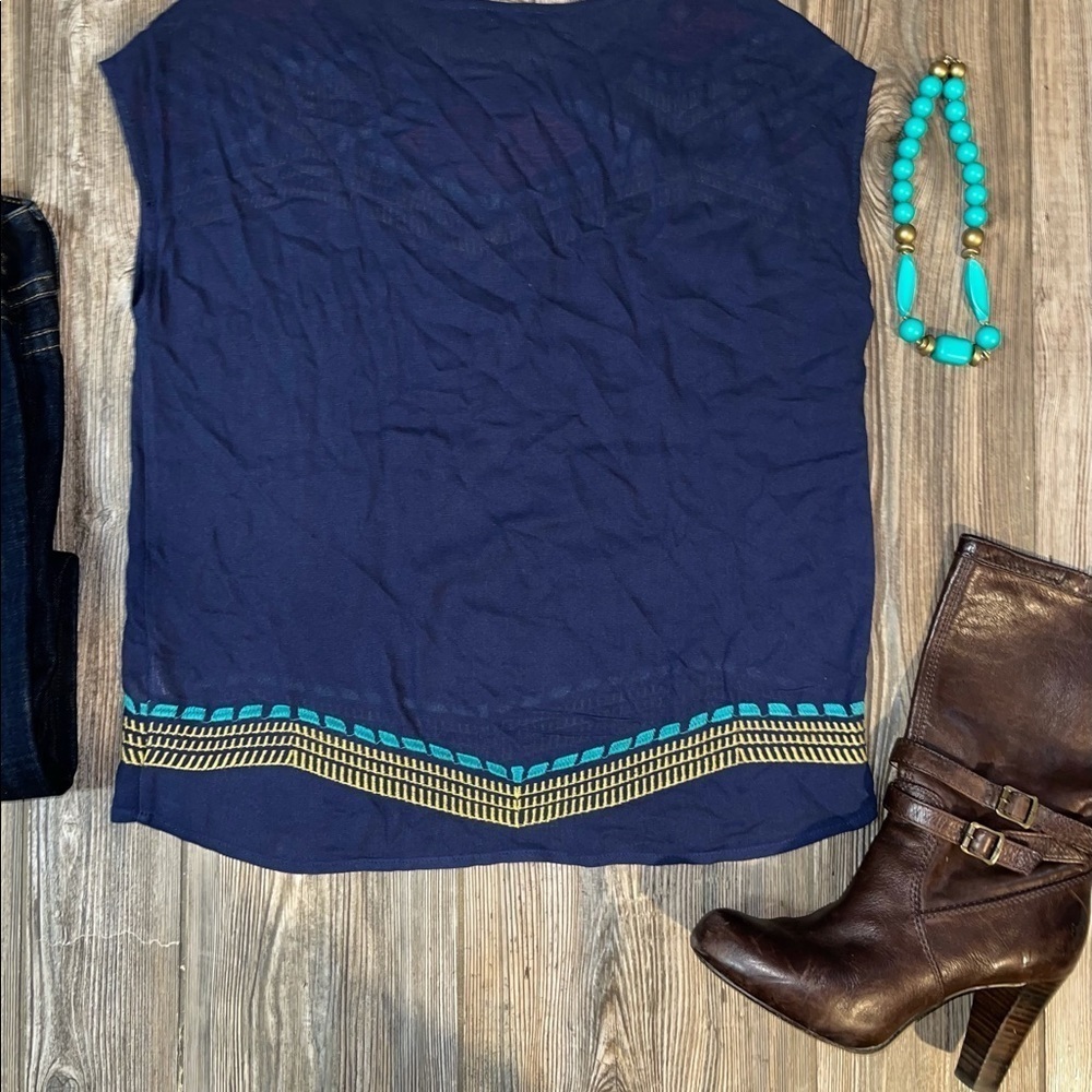 THML Navy Embroidered Sleeveless Top - Picture 4 of 6